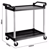 Servírovací vozík - plastový - 1 020x490 mm - se 2 policemi - s tichými kolečky