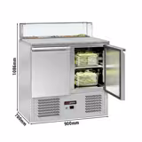 Commercial Saladette Counter ECO - 900mm - 240L - 2 doors - with square glass canopy for 5 x GN 1/6