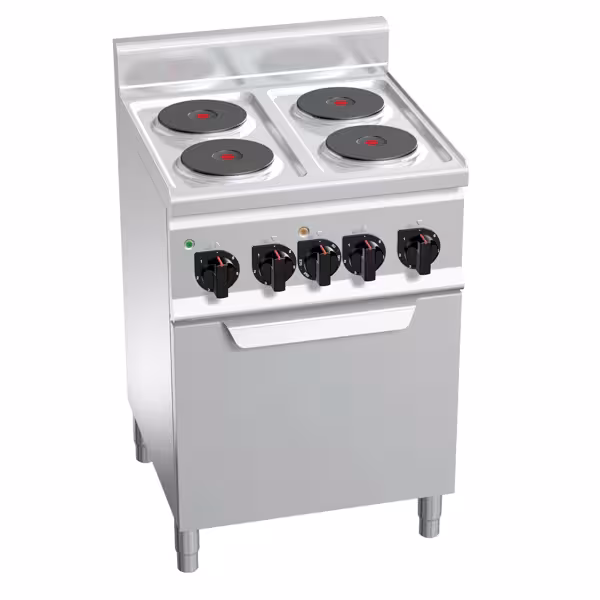 Elektrisch fornuis - Lorenzo 600 - 600x600mm - 8,0 kW - 4 platen - incl. elektrische heteluchtoven - 3,0 kW