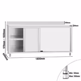 Edelstahl Arbeitsschrank ECO - 1800x600mm - mit Schiebetür & Aufkantung