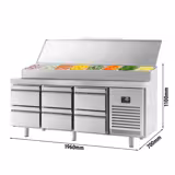 Saladette refrigerata professionale - 1960x700mm - 1 porta e 6 cassetti - per 1x GN 1/2 e 9x GN 1/3 vaschette