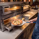 Forno elettrico per pizza - Platea in mattoni refrattari - 917x884mm - 4+4 pizze Ø30cm - fino a 450°C - Meccanico