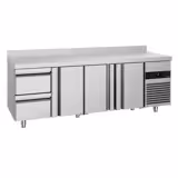 Table réfrigérée PREMIUM - 2330 x 700 mm - avec 3 portes - 2 tiroirs - avec dosseret