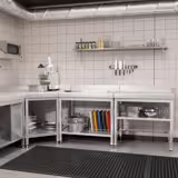 Edelstahl Arbeitstisch PREMIUM - 600x600mm - mit Grundboden & Aufkantung