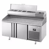 Commercial Pizza Prep Counter - Granite Top PREMIUM PLUS - 1490x700mm - with 2 doors - incl. refrigerated topping unit - 6x GN 1/4