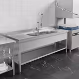 Spültisch ECO - 1800x600mm - mit Grundboden - mit 2 Becken mittig
