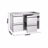 Refrigerated Beer Counter 4 Drawers, 1 Right Sink PREMIUM – 1550×700×960 mm - Stainless Steel - R290