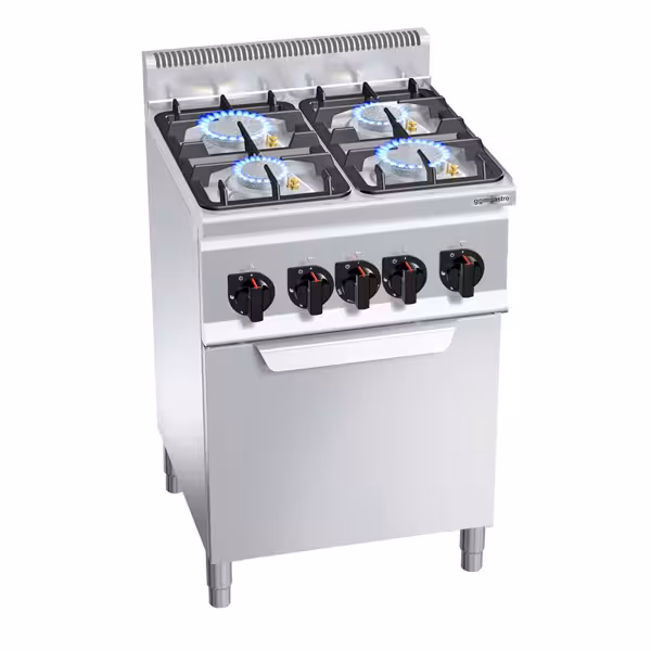 Gasfornuis - Lorenzo 600 - 600x600mm - 19,0 kW - 4 pits - incl. elektrische heteluchtoven - 3,0 kW