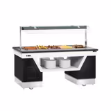 Meleg büfé pult BELFAST - 2000mm - bain marie-val és görgőkkel - 5x GN 1/1-hez
