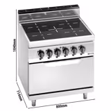 Mașină de gătit cu infraroșu profesională – LORENZO – seria 700 - 800x714x(H)1040 mm - 20,3 kW - 4 zone - incl. cuptor electric static - 7,5 kW (GN 2/1)