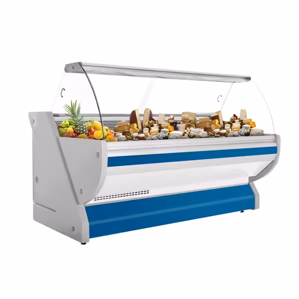Kühl-/ Fleischtheke - 2500mm - Blau - mit Fleischlicht & beleuchteter Frontblende