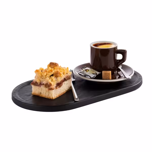 (6 db) Tálca - SLATE - Melamin - 280x155 mm - Magasság: 10 mm - fekete - hullámos felület