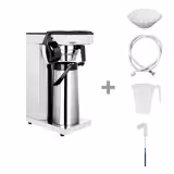 Filtre kahve makinesi PROFESYONEL - 2,2L - 2,20 kW - manuel su beslemeli & termosa direkt demleme ile - 1 pompalı termos & filtre tutucu & 25 adet 110mm filtre & temizlik fırçası & ölçü kabı dahil