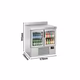 Commercial Counter Fridge PREMIUM PLUS - 978x700mm - glass doors - with upstand - capacity 230 litres