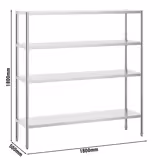 Edelstahlregal PREMIUM - 1800x490mm - mit 4 Ablagen (VERSTELLBAR)
