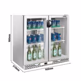 Barkoelkast PREMIUM PLUS - 900mm - 220 Liter - met 2 glazen klapdeuren - RVS