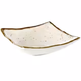 (6 pcs) Bowl - STONE ART - Melamine - 0.5L - square - 190x190mm - Depth: 60mm - White/Brown