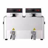 Elektro Doppelfritteuse - 8+8 Liter - 6,5 kW - mit Ablasshahn