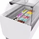 Schepijsvitrine LIAM - 1310x920x1350mm - Statische koeling - met LED-verlichting - met reservevak - voor 10+10x 5 liter ijsbak - Wit