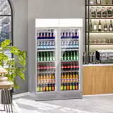 (2 pièces) Vitrine réfrigérée à boissons - 690 litres - design sans cadre - avec 2 portes vitrées et écran publicitaire