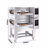 (2 szt.) Elektryczny piec przelotowy do pizzy  - 1260x1750mm - cyfrowy - szerokość taśmy: 500mm -  włącznie z  ramą podstawy