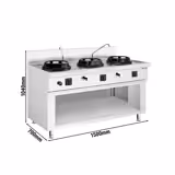 Gas woktafel - 45,0 kW - 3 branders - incl. 2 kranen