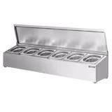 Commercial Condiment Holder - 6x GN 1/6 - 100mm Deep - with Lids