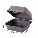 (60 pz) Scatola riutilizzabile per hamburger - 157x148x84mm - a scatto; impilabile; lavabile in lavastoviglie; idoneo al microonde; senza BPA; materiale: Bio-Compound; da asporto - Grigio