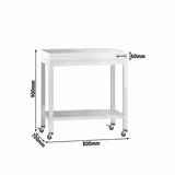 PREMIUM rozsdamentes acél munkaasztal - 800x700mm - talppal és görgőkkel