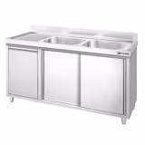 Spülschrank - 1400x600mm - mit Abfallbehälter & 2 Becken rechts