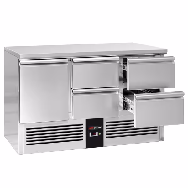 Koelwerkbank PREMIUM - 1368x700mm - 1 deur - 4 lades - GN 1/1 - 368 liter