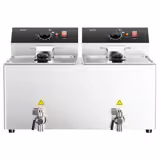 Elektromos dupla fritőz - 12+12 literes - 6,5 kW - leeresztőcsappal