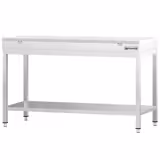 Tavolo da lavoro in acciaio inox PREMIUM - 1500x600mm - con ripiano inferiore - con tagliere in polietilene Bianco