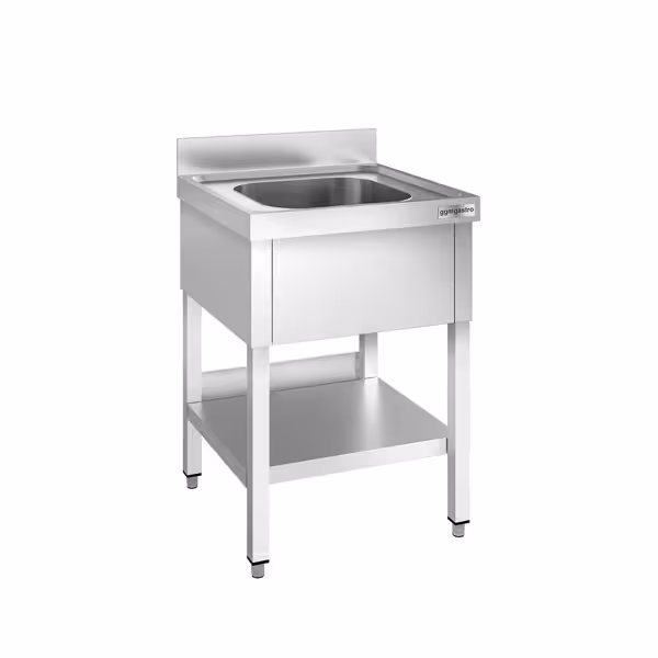 Mesa mural de lavagem PREMIUM - 600x700mm - com prateleira inferior - com 1 cuba ao centro