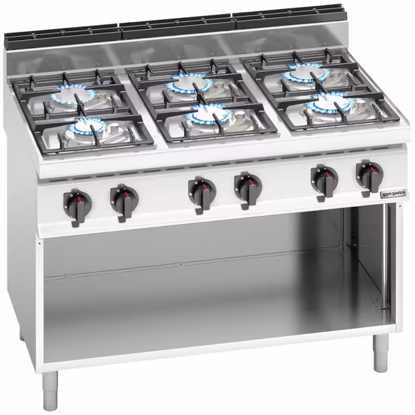 Gáztűzhely 6x főzőlap (33,5 kW) gyújtólánggal