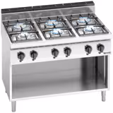 Gas Hob - 33.5kW - 6 burners - with open base shelf