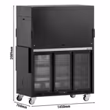 Mobile Cocktailstation - mit Barkühlschrank, Arbeitsfläche, Glasaufsatz & LED-Beleuchtung - aufklappbar