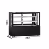 Fleischvitrine MADRID - 525 liter - 1500mm - dubbel glas - schuifdeuren - met 2 schappen - zwart mat