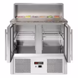 Saladette ECO - 903mm - 2 glazen deuren - met roestvrijstalen opzetstuk voor 5x GN 1/6