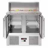 Saladette ECO - 903mm - 2 Glastüren - mit Edelstahlaufsatz für 5x GN 1/6