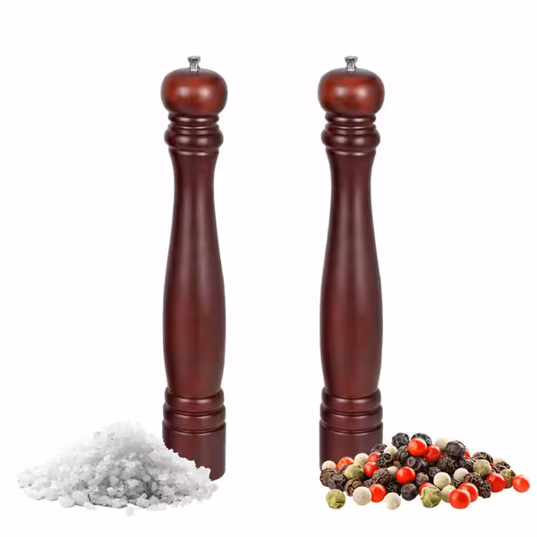 (2 Stück) Salz- & Pfeffermühle - Holz - mit Stahlmahlwerk - Höhe: 460mm - Braun