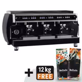 Machine à café porte-filtre « Grace » – avec écran digital – 3 groupes – avec système de préinfusion & compteur de shots inclus – Noir