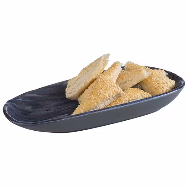(6 pcs) LOOPS | Deep Plate - oval - Melamine - 340x155mm - Blue/Grey
