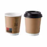 (500 Stück) Coffee to go Pappbecher - doppelwandig - 200ml - Ø 80mm - Braun - innen Weiß