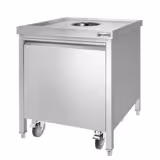 Poubelle - 50 litres - avec chariot à roulettes - ouverture de dépôt & extraction frontale - inox 