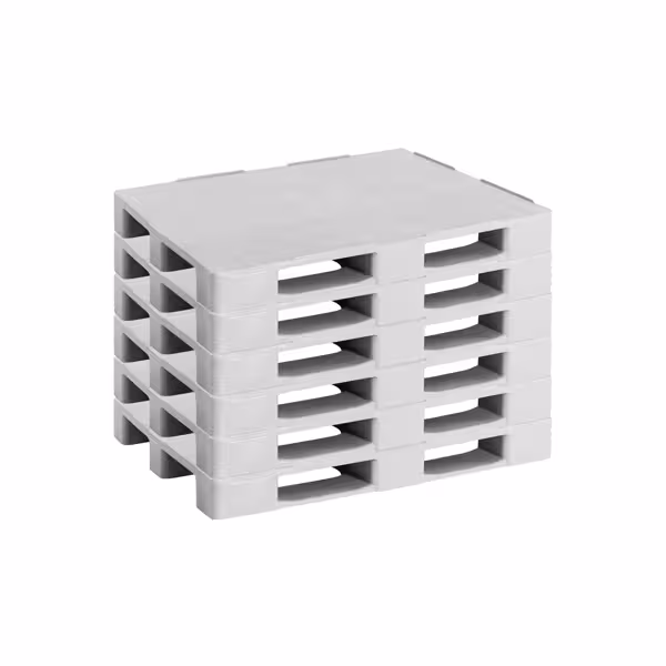 (6 unid) - Europalete plástica higiénica - 1200x800mm - Plástico - Capacidade dinâmica: 1250kg - Branco