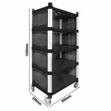 Mobile Stainless Steel & Plastic Shelving – 5 Tier - Side Panels - Medical Castors - 50 kg/Shelf - 800×500×1600 mm