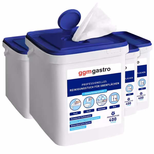 Islak Temizlik Mendili Dispenseri - 4x400adet - Entfettend, İz Bırakmaz, Tekli Çekim Kapaklı, Yeniden Doldurulabilir - dahil 4 dispenser (kapaklı plastik kova)