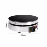 Commercial Electric Crepe Maker Ø370 mm – 3 kW - Manual control - Cast iron non-stick plate - Plug-and-play