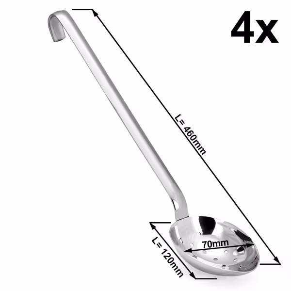 (4 ks) Servírovací lžíce - Ø 70mm - Délka: 460 mm - Hluboká - nerezová ocel
